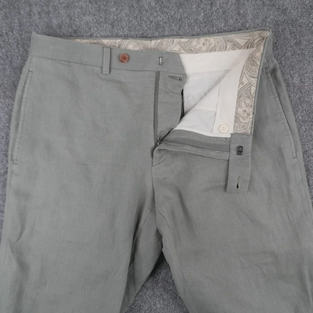 Lauren Ralph Lauren 100% Linen Pants Mens 32W x 30L Sage Green Dress Trousers